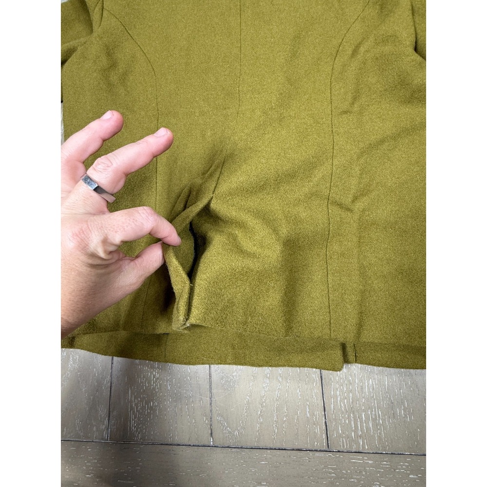 Sparkle & Fade Wool Blend Moto Jacket Large Double Breasted Peacoat Olive - Picture 12 of 16